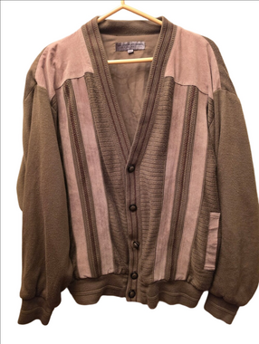 Vintage Leo Chevalier Suede Leather Grandpa Cardigan Sweater M